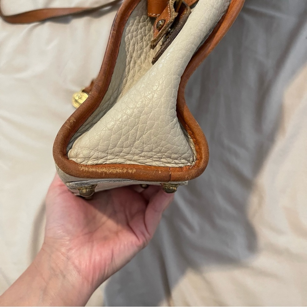 Dooney & Bourke Vintage All-Weather Leather Crossbody Bag – Taupe & Tan Trim - Picture 12 of 12